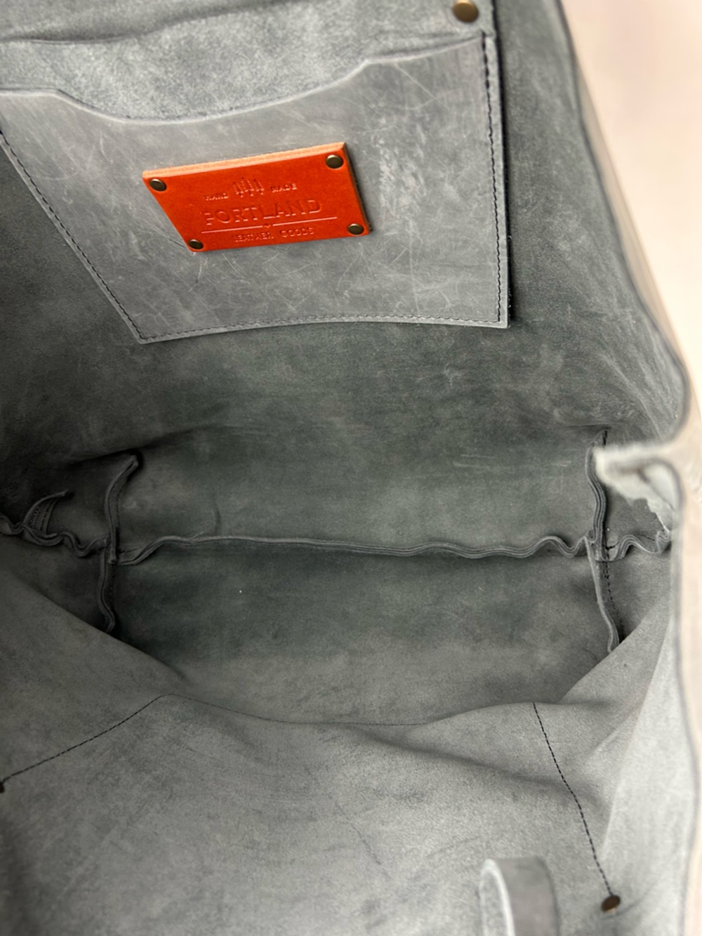 PORTLAND LEATHER LARGE SIZE SLATE BLUE GRAY TOTE BAG SHOULDER PURSE - Picture 7 of 13